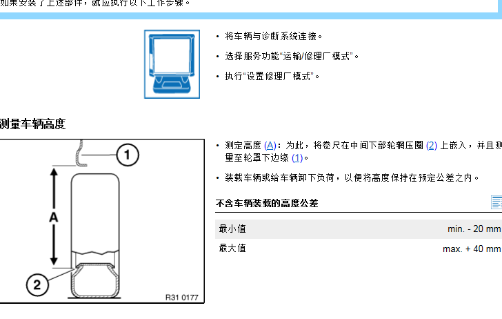 18年宝马730LI悬挂高度数据