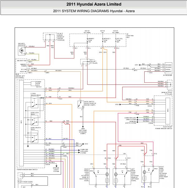 2011年现代雅尊遥控门锁电路图