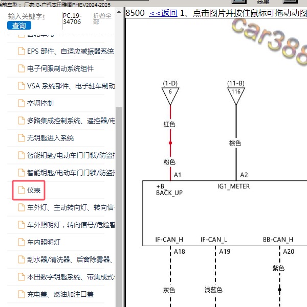 2024-2025年广汽本田-雅阁PHEV 仪表电路图
