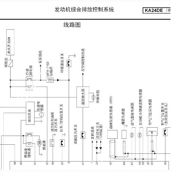 2010年日产皮卡KA24DE发动机电路图