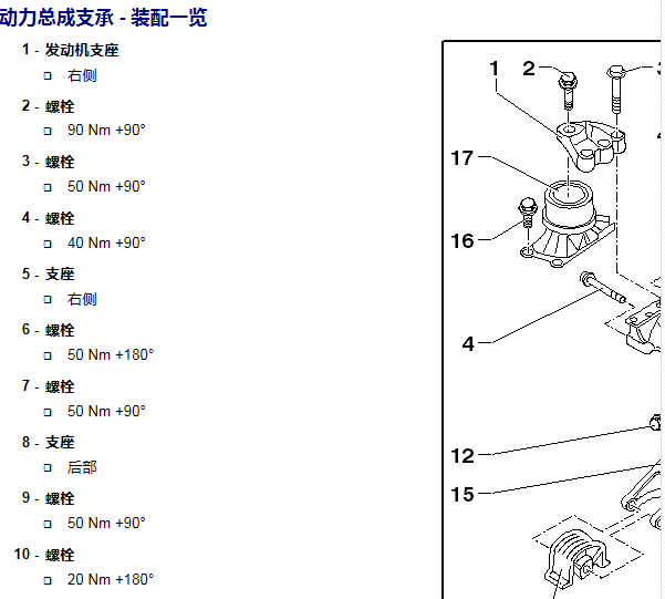 2012年大众迈特威发动机大修扭矩