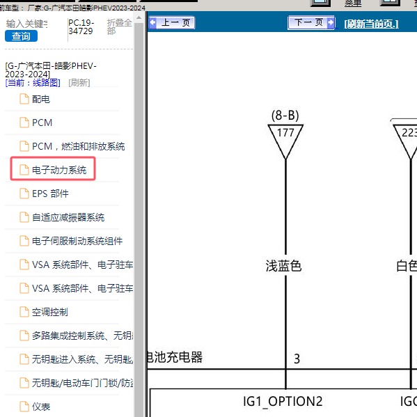 2023-2024年广汽本田-皓影PHEV 电子动力系统电路图