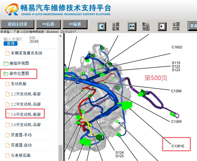 2015-2017年江铃福特撼路者发动机电脑位置资料