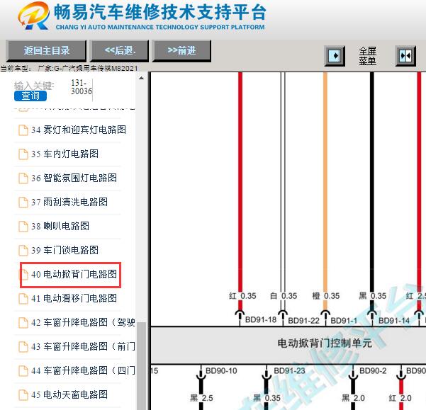2021年广汽传祺M8后盖电路图