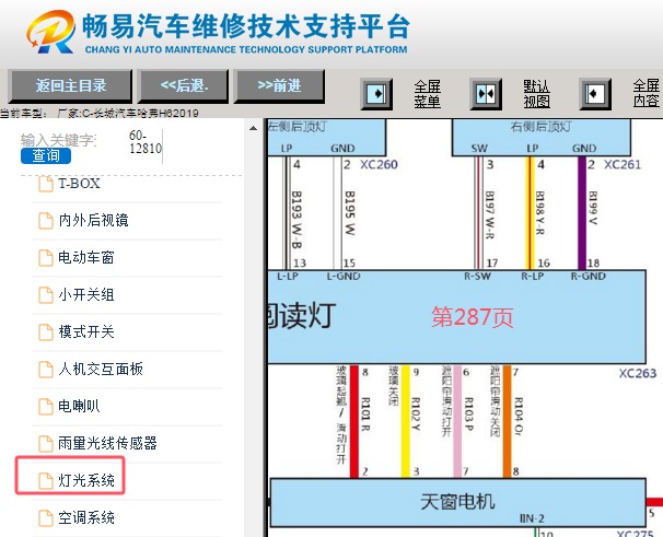 2019年长城哈弗H6 天窗电路图