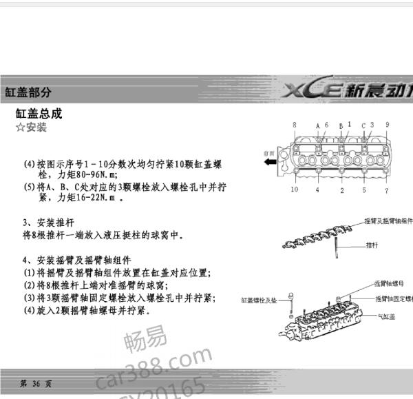 金杯V19发动机缸盖扭矩