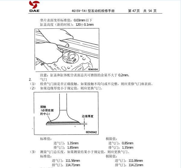 2014年长安欧诺发动机气门间隙