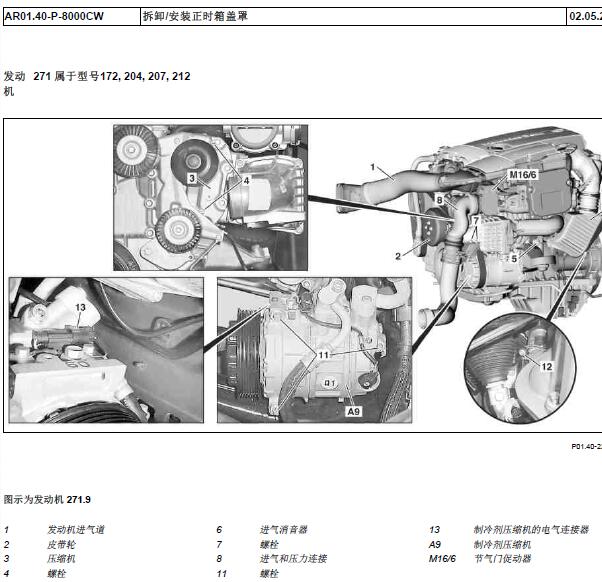 2011年奔驰E260发动机维修手册