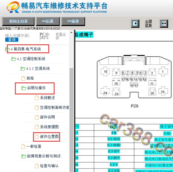 2019-2020年长安逸动EV空调针脚定义