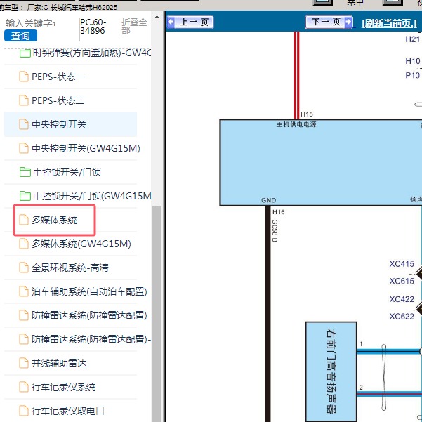2025年长城汽车-哈弗H6 多媒体电路图