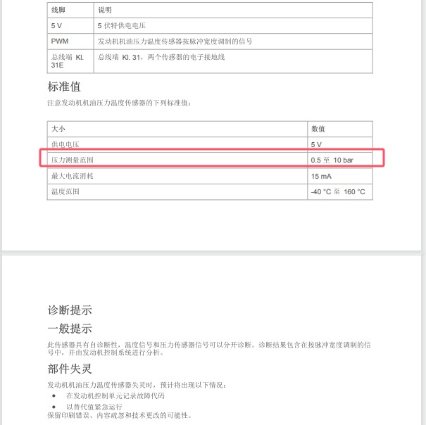 2012年宝马Z4机油压力资料