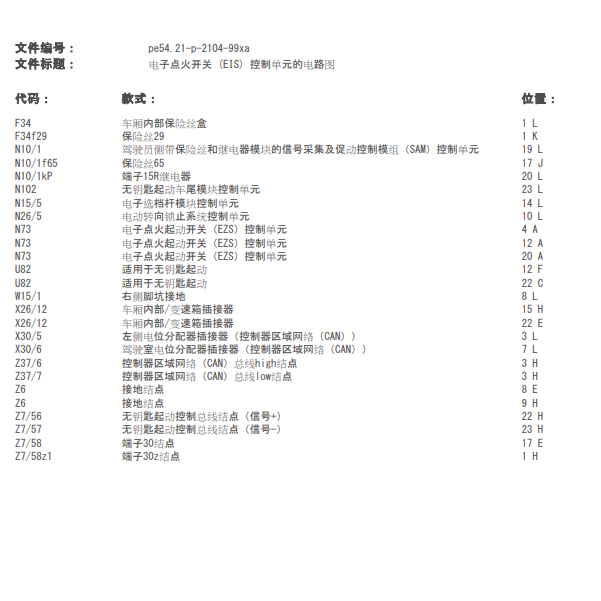 2004年奔驰CLS350点火开关电路图