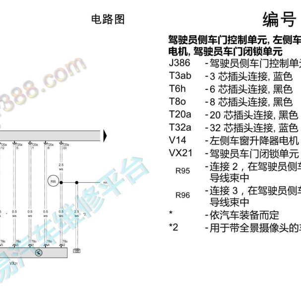 2019年大众探岳门锁电路图