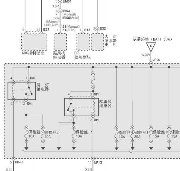2010年现代伊兰特悦动保险丝电路图
