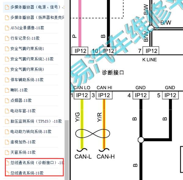 2020年吉利远景OBD通讯电路图
