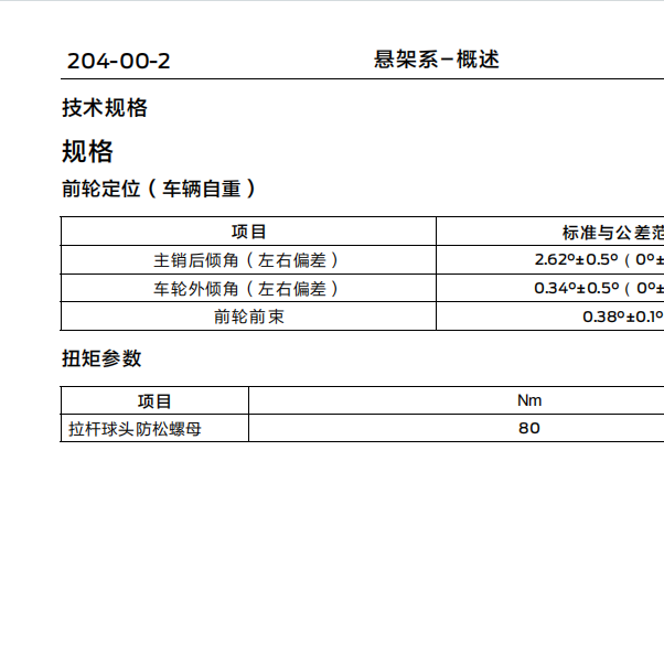 2023年江铃福顺 车轮定位数据