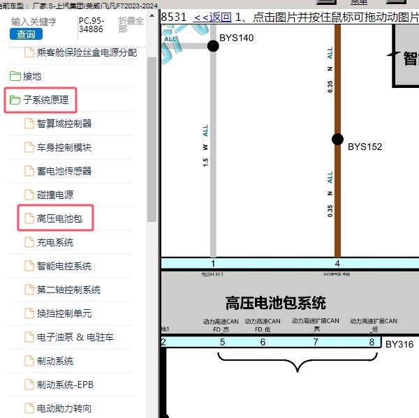 2023-2024年上汽集团(荣威)-飞凡F7 高压电池包电路图