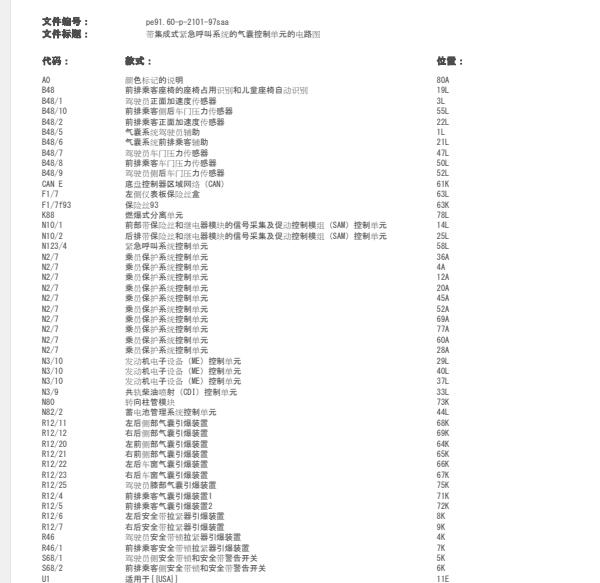 2010年奔驰S350安全气囊电路图