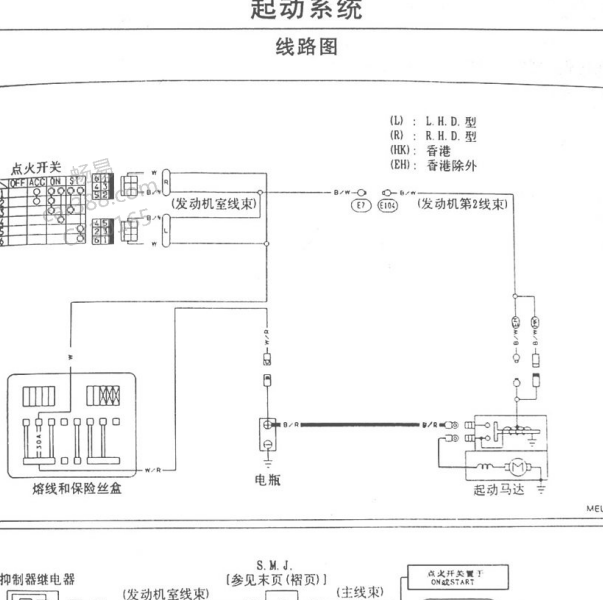 2004年日产蓝鸟启动马达电路图