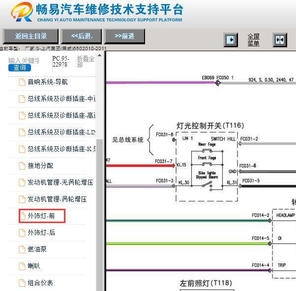 2010-2011年荣威550大灯开关电路图