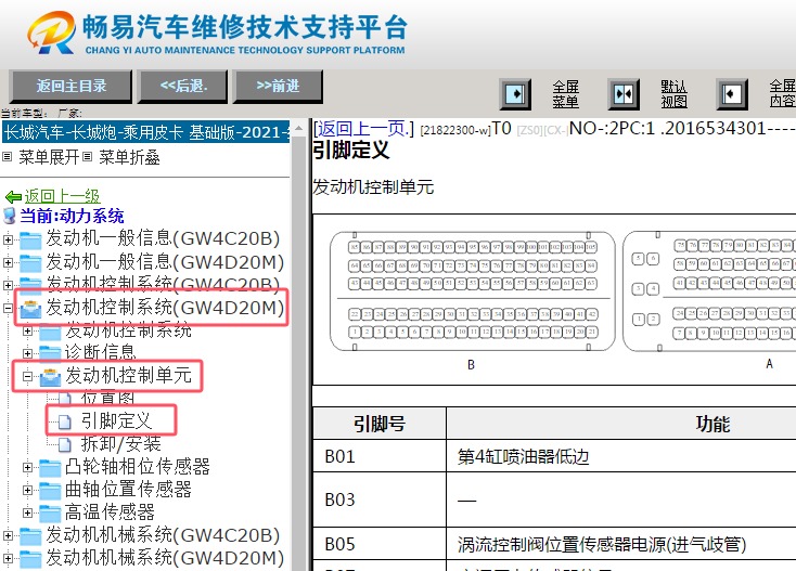 2021年长城炮发动机电脑针脚资料