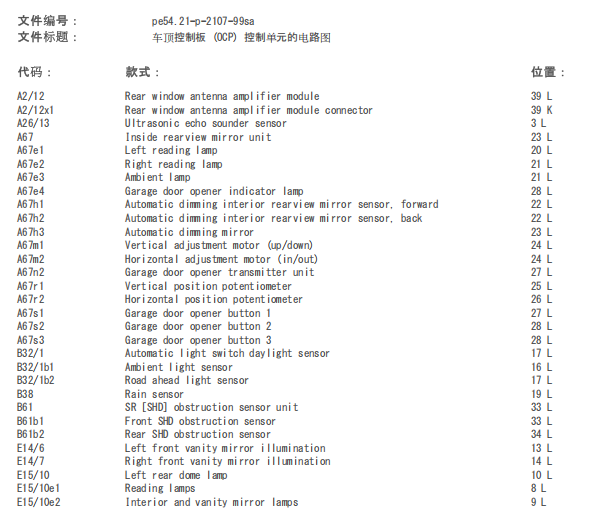 2005年奔驰S350车顶模块和遥控天线电路图