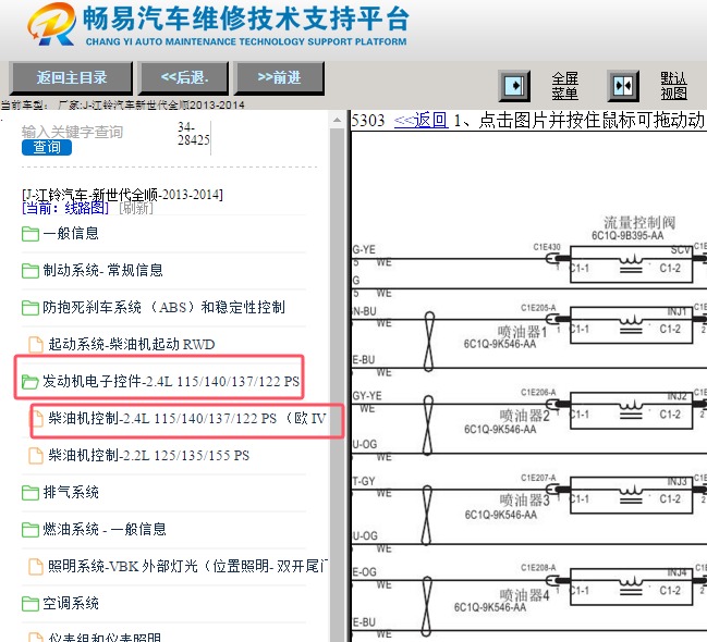 2013-2014年福特新世代全顺发动机喷油嘴电路图
