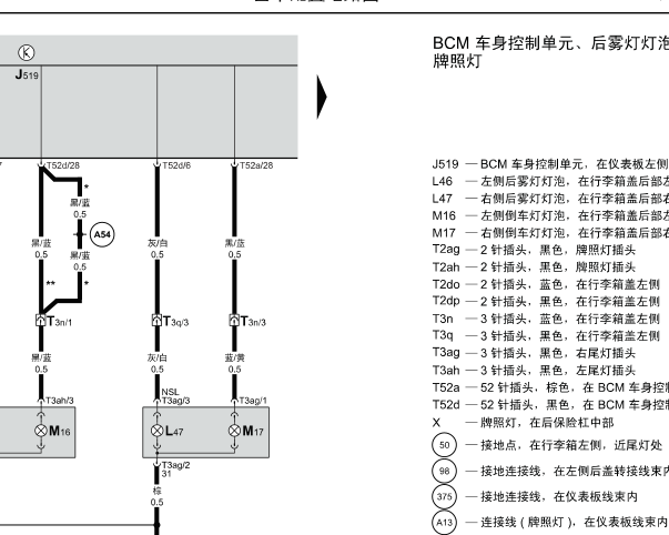 2012年斯柯达昊锐雾灯电路图资料