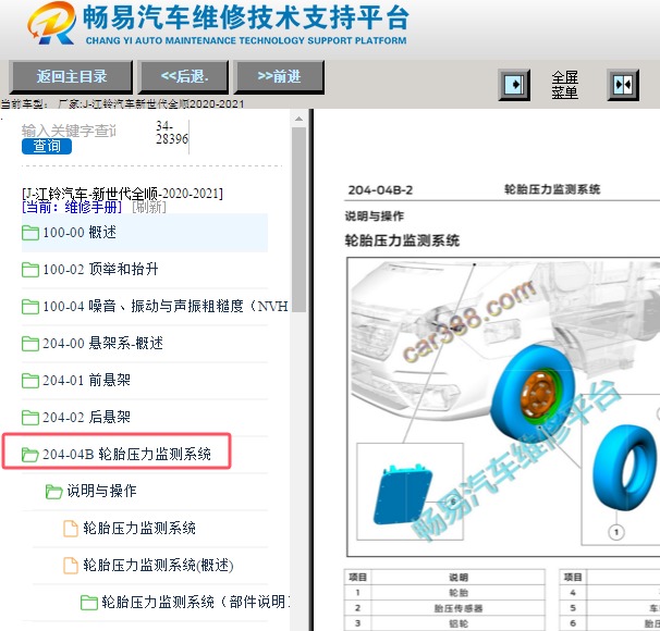 2020-2021年福特新世代全顺胎压监测系统维修手册