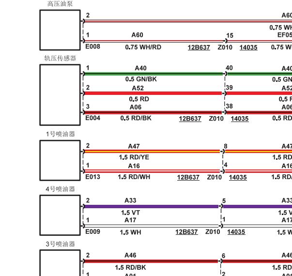 2017年江铃顺达发动机喷油嘴电路图