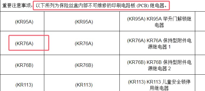 2019年别克昂科威KR76A继电器说明资料