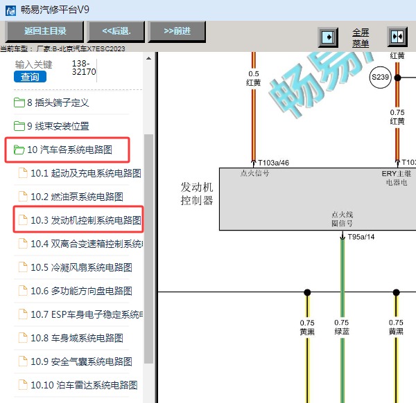 2023年北京汽车-X7ESC 发动机电路图