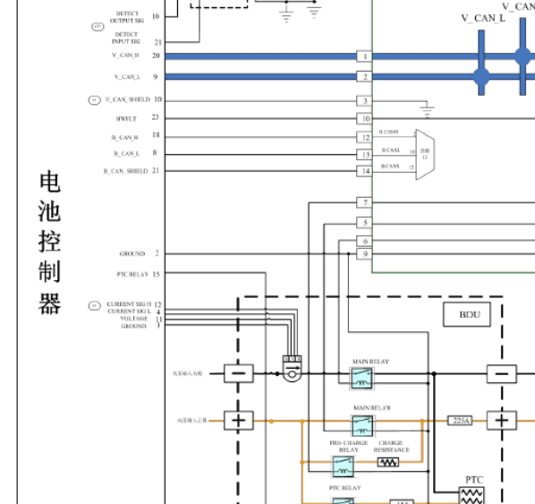 2018年江淮载货车EV 整车控制器和BMS电路图