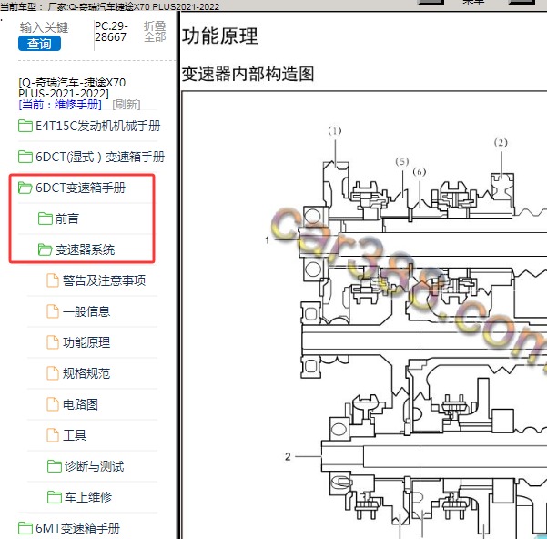 2021年捷途X70 PLUS 变速箱维修手册
