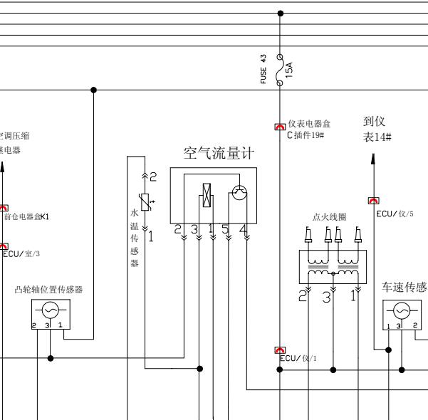 2008年奇瑞瑞虎3发动机空气流量计电路图