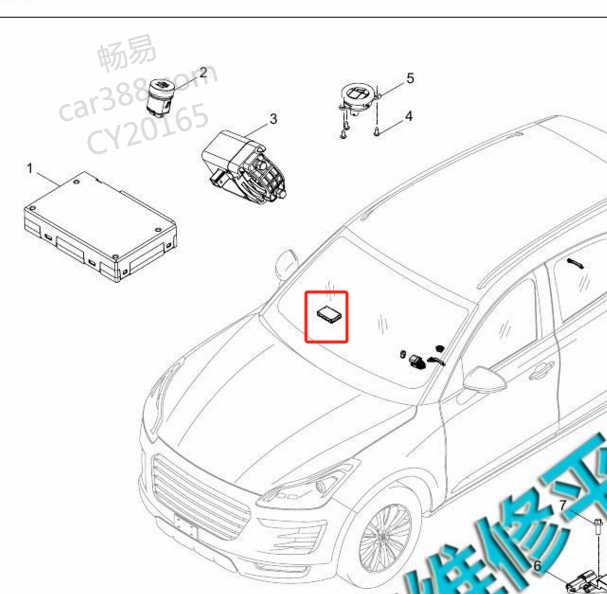 2017年众泰SR9无钥匙模块安装位置