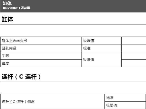 2019年日产天籁KR20发动机维修手册资料