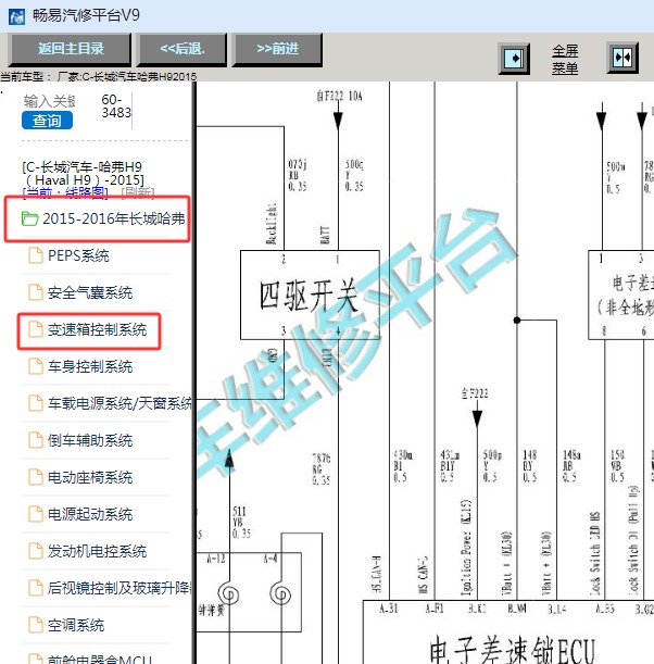 2015年长城H9四驱电路图