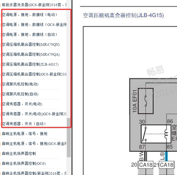 2016-2017年吉利新金刚空调电路图