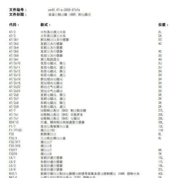 2010年奔驰S400 ABS电路图