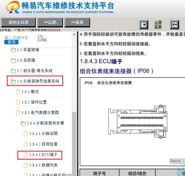 2020年广汽传祺GS3仪表针脚定义