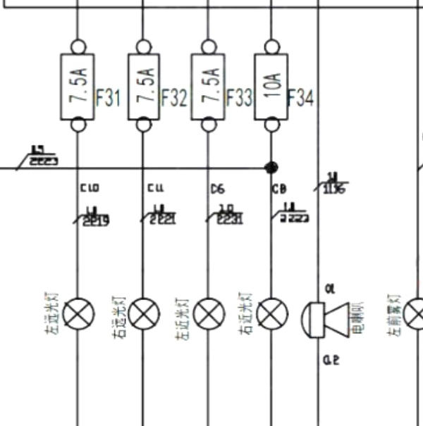 2019年依维柯欧胜大灯电路图和保险资料
