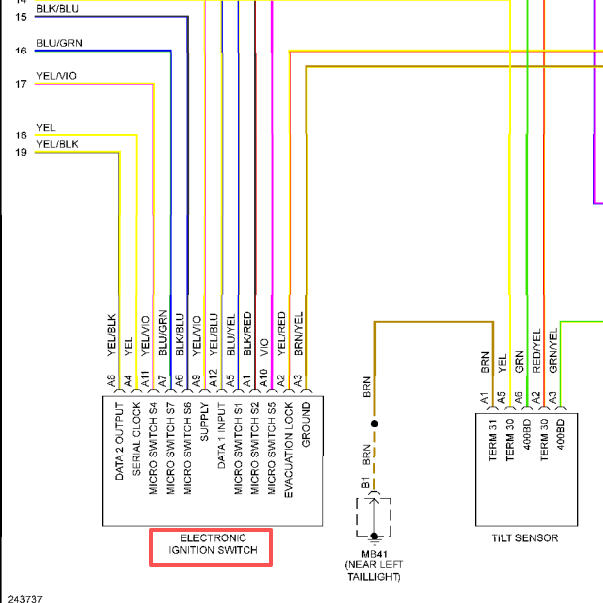 2006年保时捷卡宴点火开关电路图
