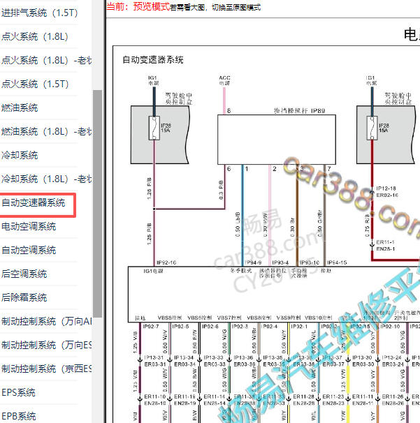 2016-2018年斯威X7变速箱电路图
