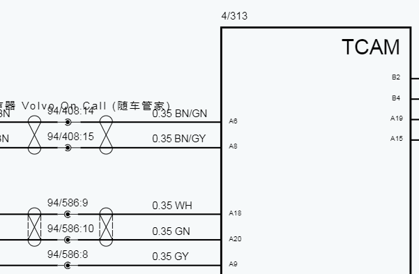2022年沃尔沃S90 TCAM模块电路图