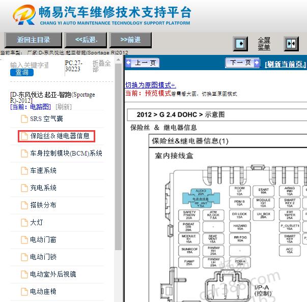 2012年起亚智跑保险丝说明与位置
