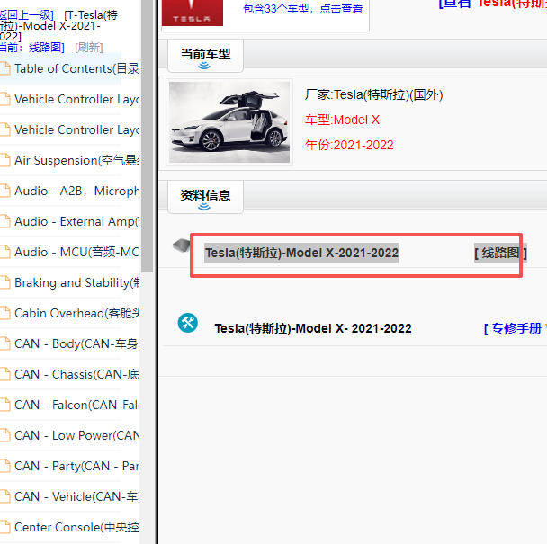 2021-2022年特斯拉Model X全车电路图