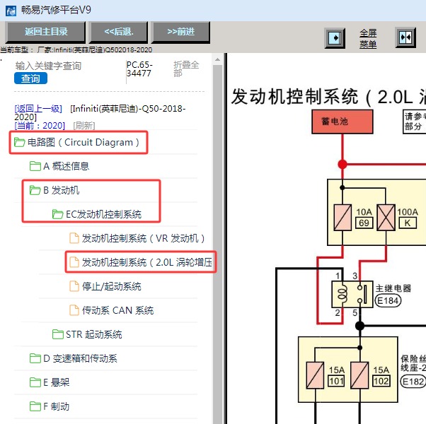 2020年英菲尼迪Q50 274A(2.0)发动机电路图