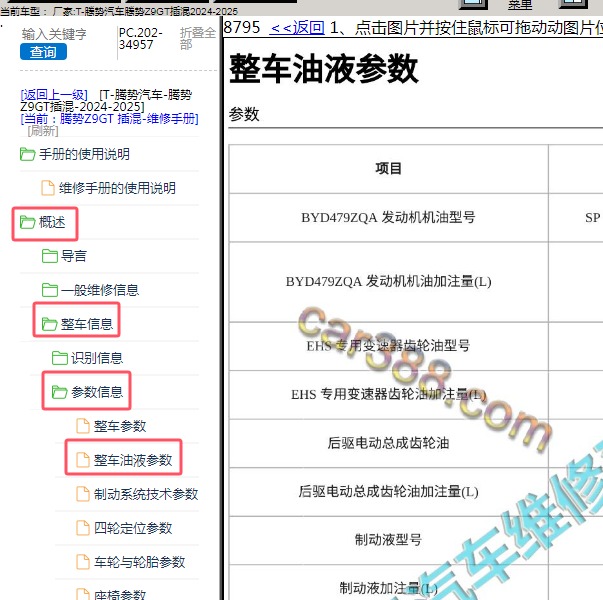 2024-2025年腾势汽车-腾势Z9GT插混 油液规格