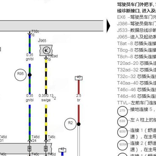 2022年大众ID.4 CROZZ 门锁电路图和遥控器接收器位置
